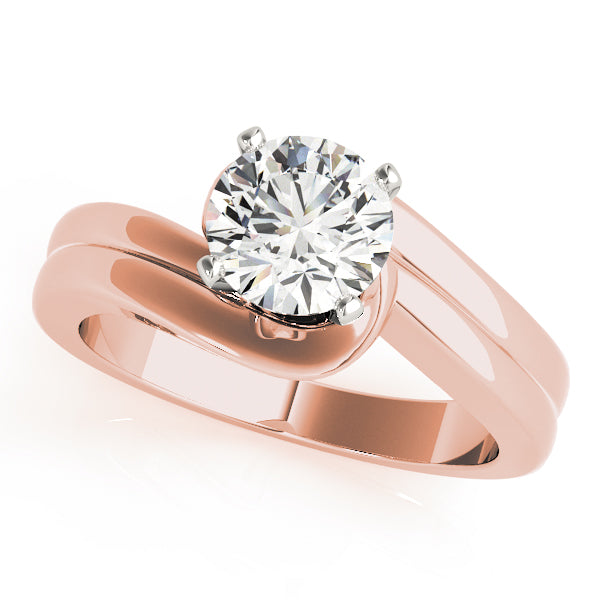 Double Band Swirl Solitaire Engagement Ring