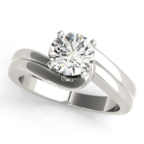 Double Band Swirl Solitaire Engagement Ring