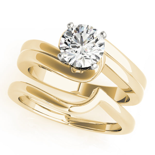 Double Band Swirl Solitaire Engagement Ring