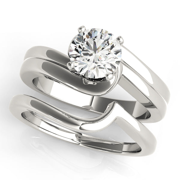 Double Band Swirl Solitaire Engagement Ring