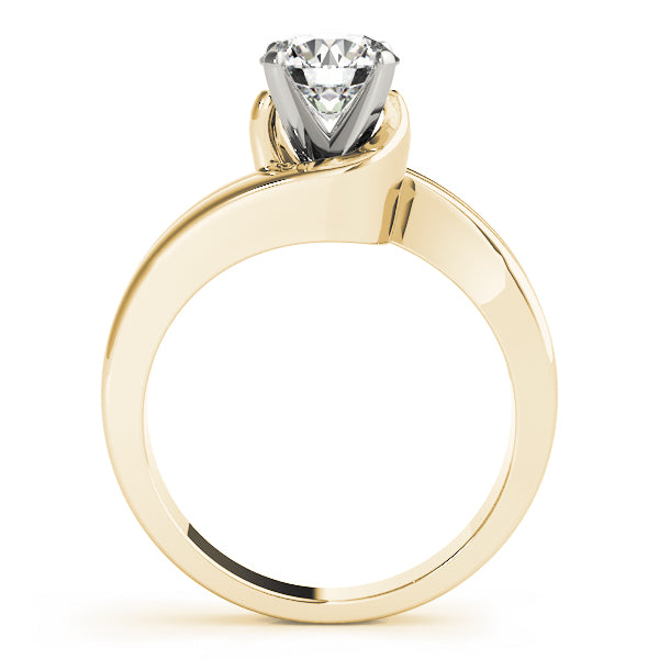 Double Band Swirl Solitaire Engagement Ring