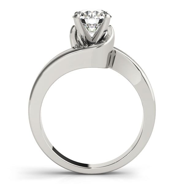 Double Band Swirl Solitaire Engagement Ring