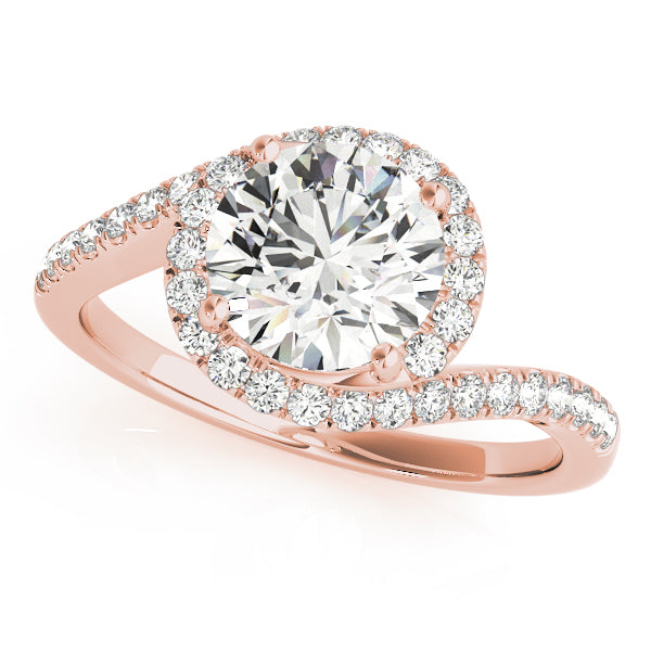 Bypass Round Halo Engagement Ring