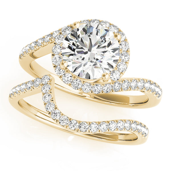 Bypass Round Halo Engagement Ring
