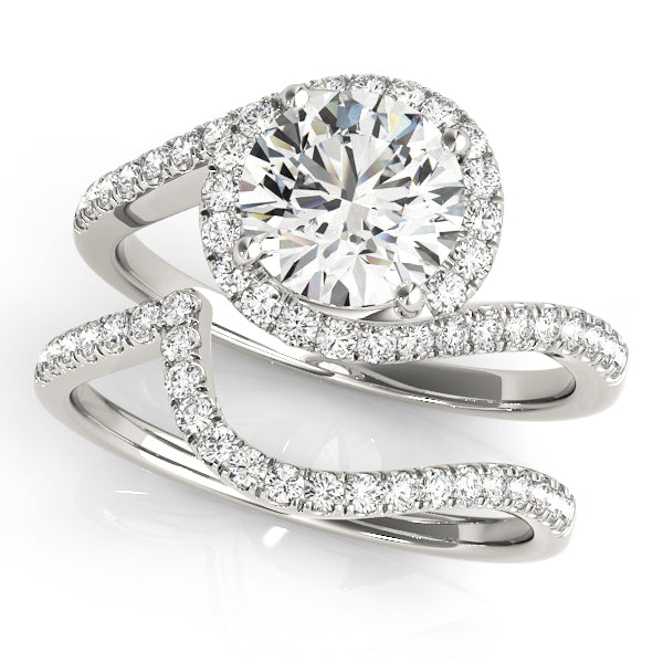 Bypass Round Halo Engagement Ring