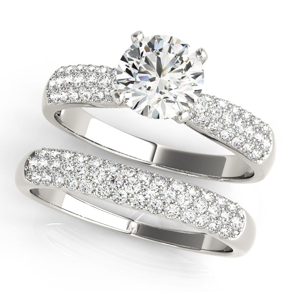 Multirow Pavé Set Engagement Ring