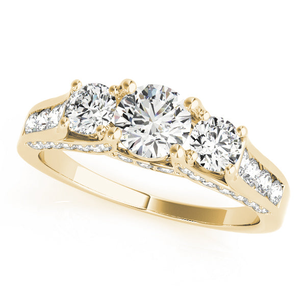 3-Stone Hidden Halo Engagement Rings