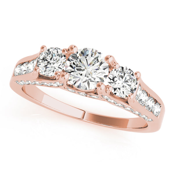 3-Stone Hidden Halo Engagement Rings