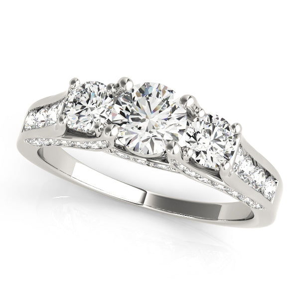 3-Stone Hidden Halo Engagement Rings
