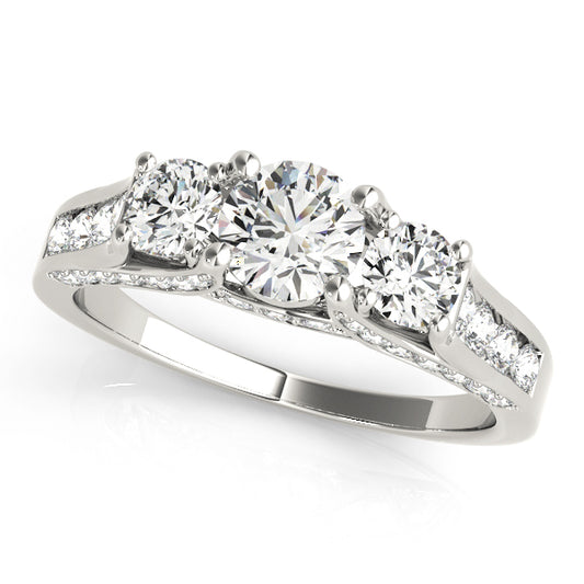 3-Stone Hidden Halo Engagement Rings