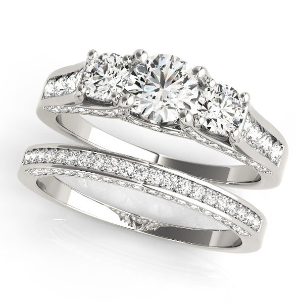 3-Stone Hidden Halo Engagement Rings