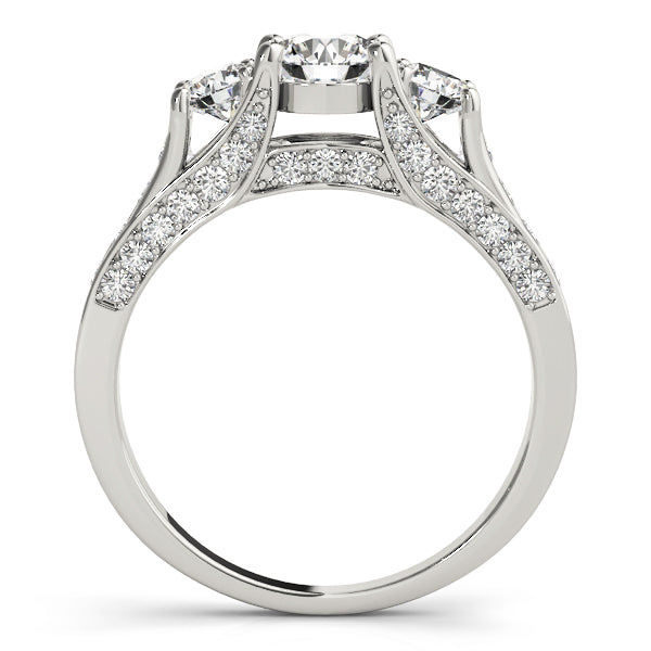 3-Stone Hidden Halo Engagement Rings