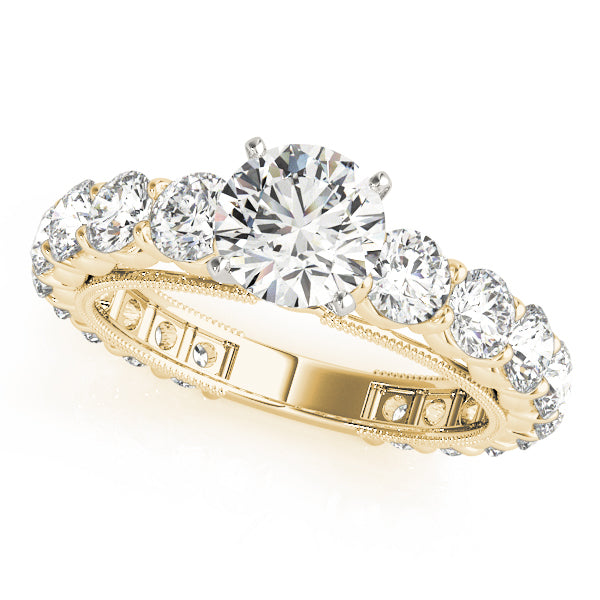 Single Row Prong Milgrain Engagement Rings