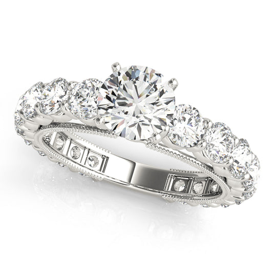 Single Row Prong Milgrain Engagement Rings