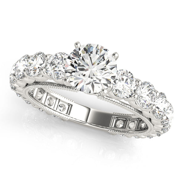Single Row Prong Milgrain Engagement Rings