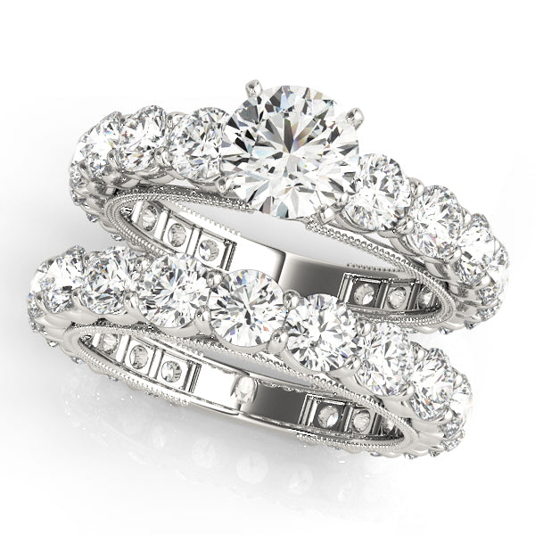 Single Row Prong Milgrain Engagement Rings