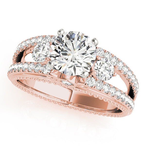 3-Stone Split Shank Vintage Engagement Ring