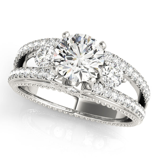 3-Stone Split Shank Vintage Engagement Ring