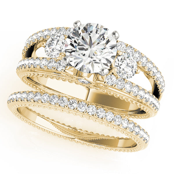 3-Stone Split Shank Vintage Engagement Ring