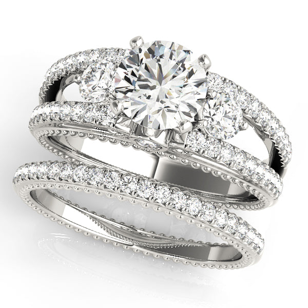 3-Stone Split Shank Vintage Engagement Ring