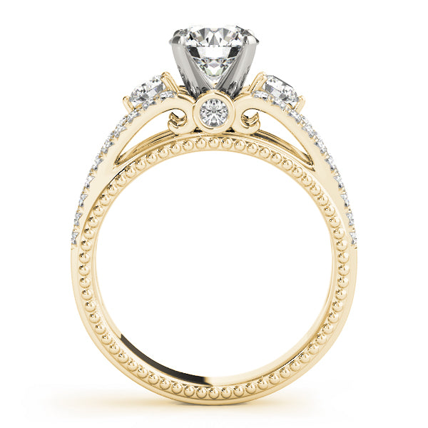 3-Stone Split Shank Vintage Engagement Ring