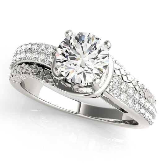 Bypass Multirow Pavé Engagement Ring