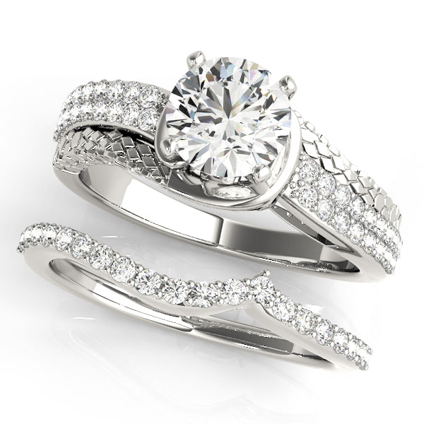 Bypass Multirow Pavé Engagement Ring