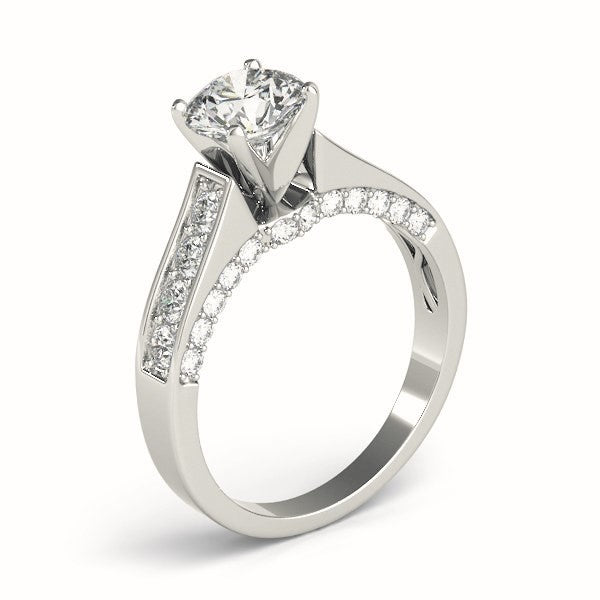 Single Row Channel Set Hidden Halo Engagement Ring