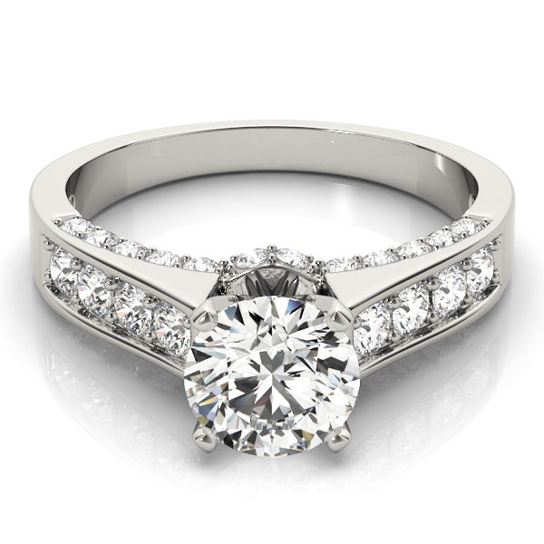 Single Row Channel Set Hidden Halo Engagement Ring