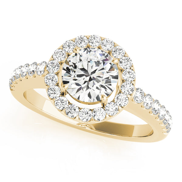 Single Row Halo Round Engagement Ring