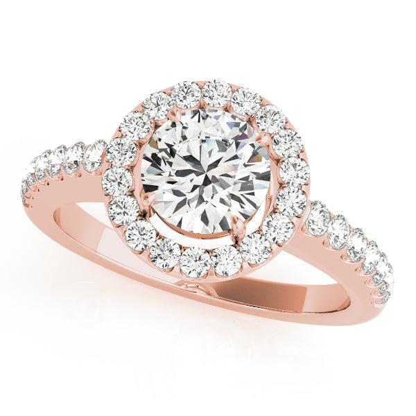 Single Row Halo Round Engagement Ring