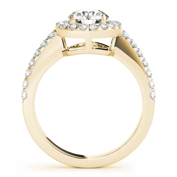 Single Row Halo Round Engagement Ring
