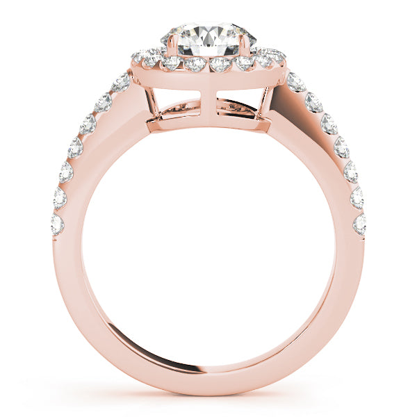 Single Row Halo Round Engagement Ring