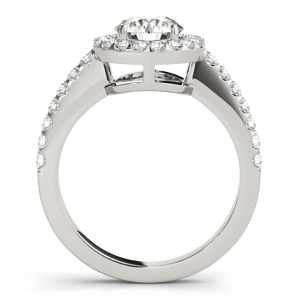 Single Row Halo Round Engagement Ring