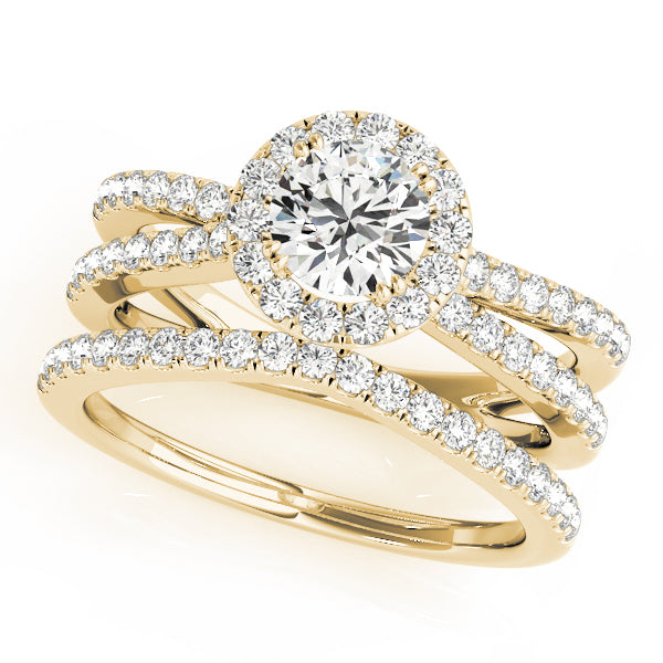 Multirow Split Shank Halo Engagement Rings