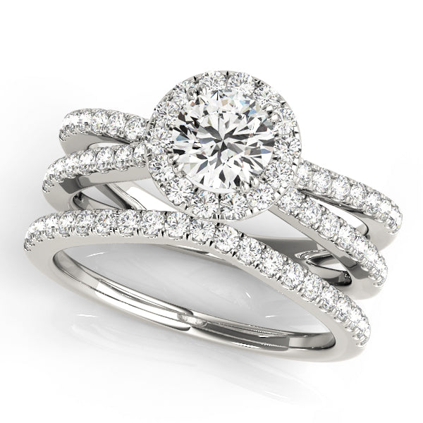 Multirow Split Shank Halo Engagement Rings