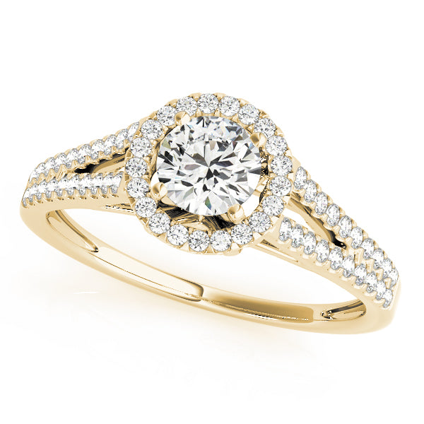 Split Shank Round Halo Engagement Ring