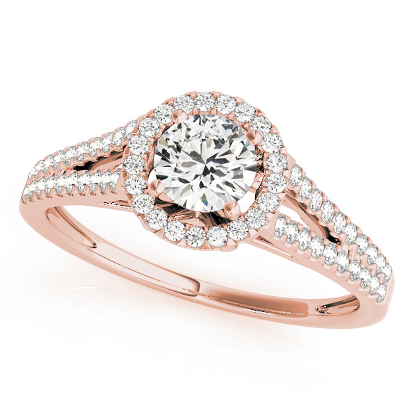 Split Shank Round Halo Engagement Ring