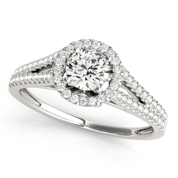 Split Shank Round Halo Engagement Ring