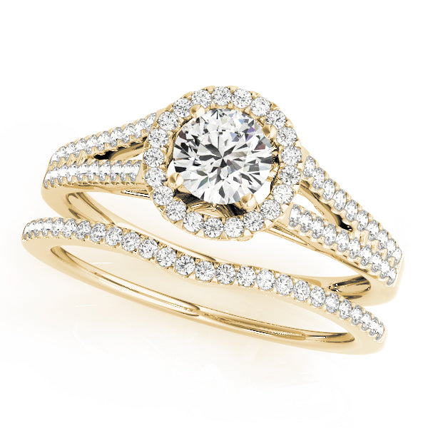 Split Shank Round Halo Engagement Ring