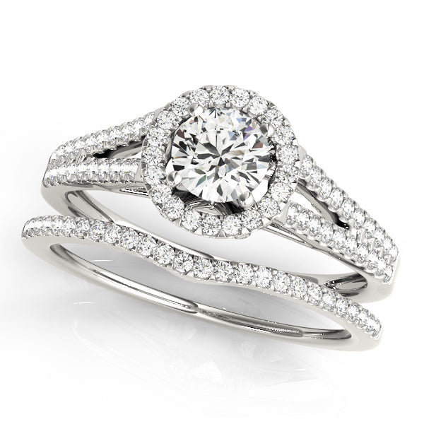 Split Shank Round Halo Engagement Ring