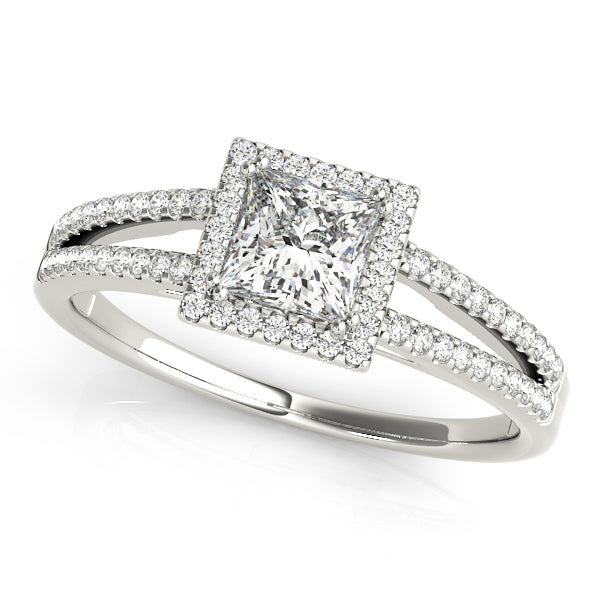 Double Row Split Shank Halo Engagement Ring