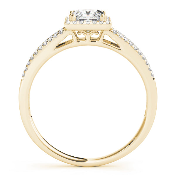 Double Row Split Shank Halo Engagement Ring