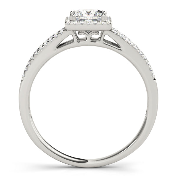 Double Row Split Shank Halo Engagement Ring