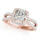 Split Shank Princess Cut Halo Engagement Ring
