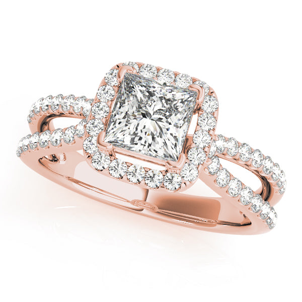 Split Shank Princess Cut Halo Engagement Ring