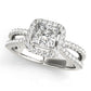 Split Shank Princess Cut Halo Engagement Ring