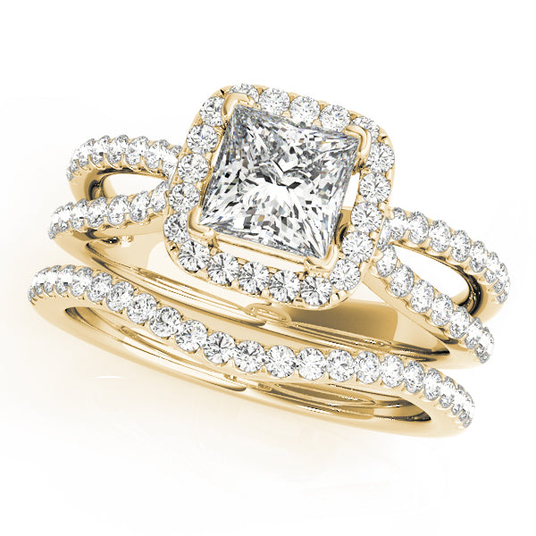 Split Shank Princess Cut Halo Engagement Ring