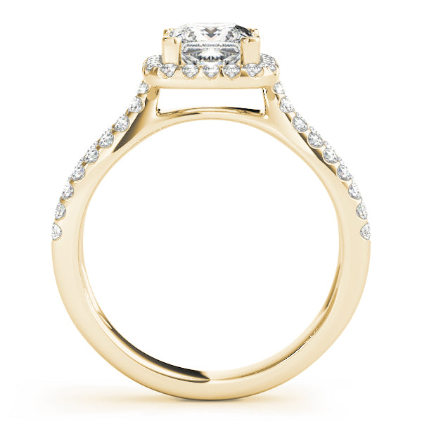 Split Shank Princess Cut Halo Engagement Ring