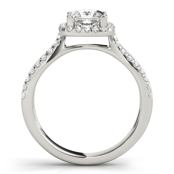 Split Shank Princess Cut Halo Engagement Ring